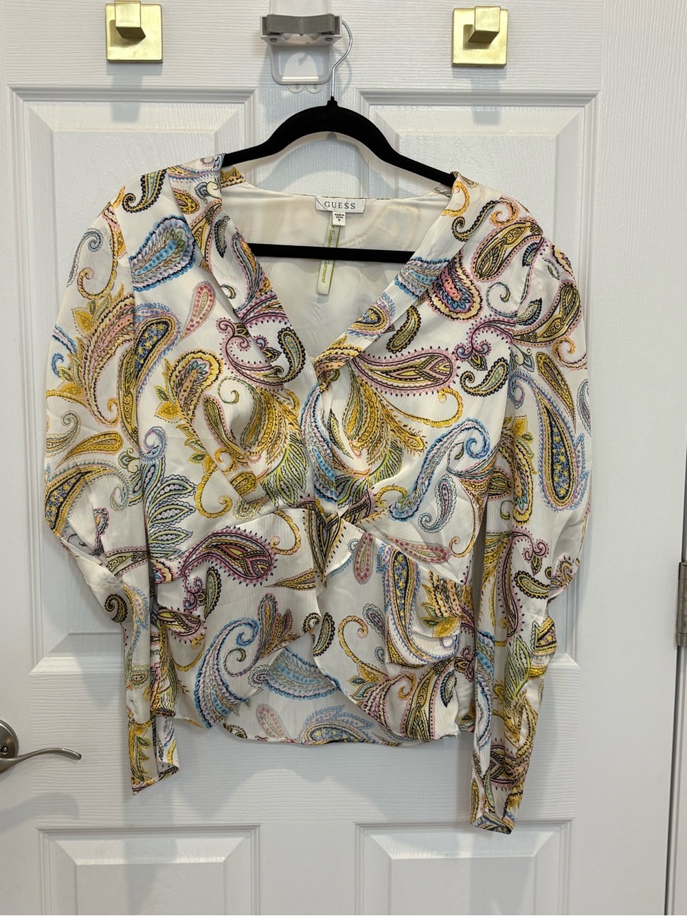 GUESS White Paisley Wrap Blouse #1455